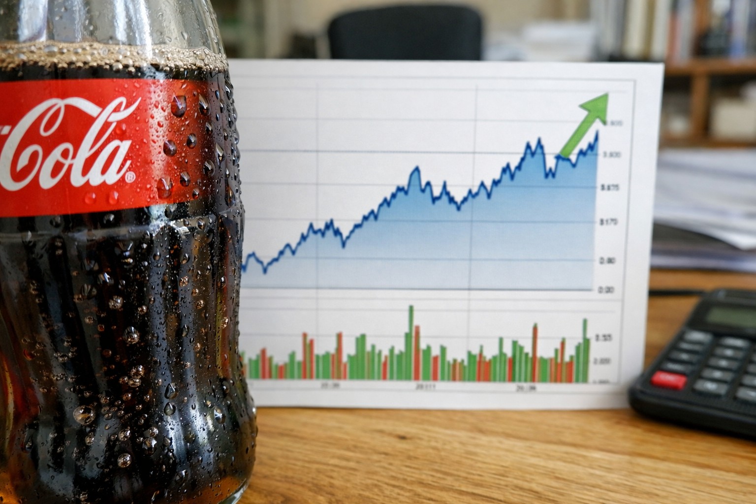 Imagen generada con IA. La acción de Coca-Cola sigue "burbujeante".